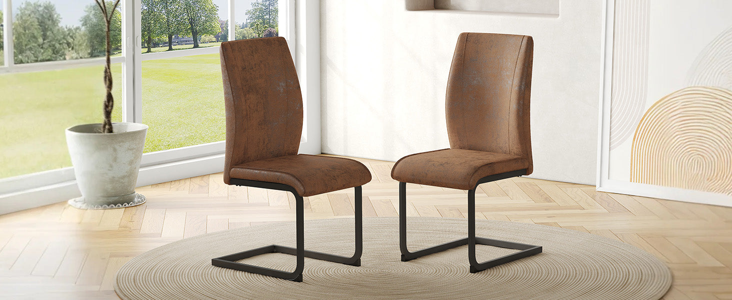 Logidon set van 2 bruine, ergonomische eetkamerstoelen met metalen frame