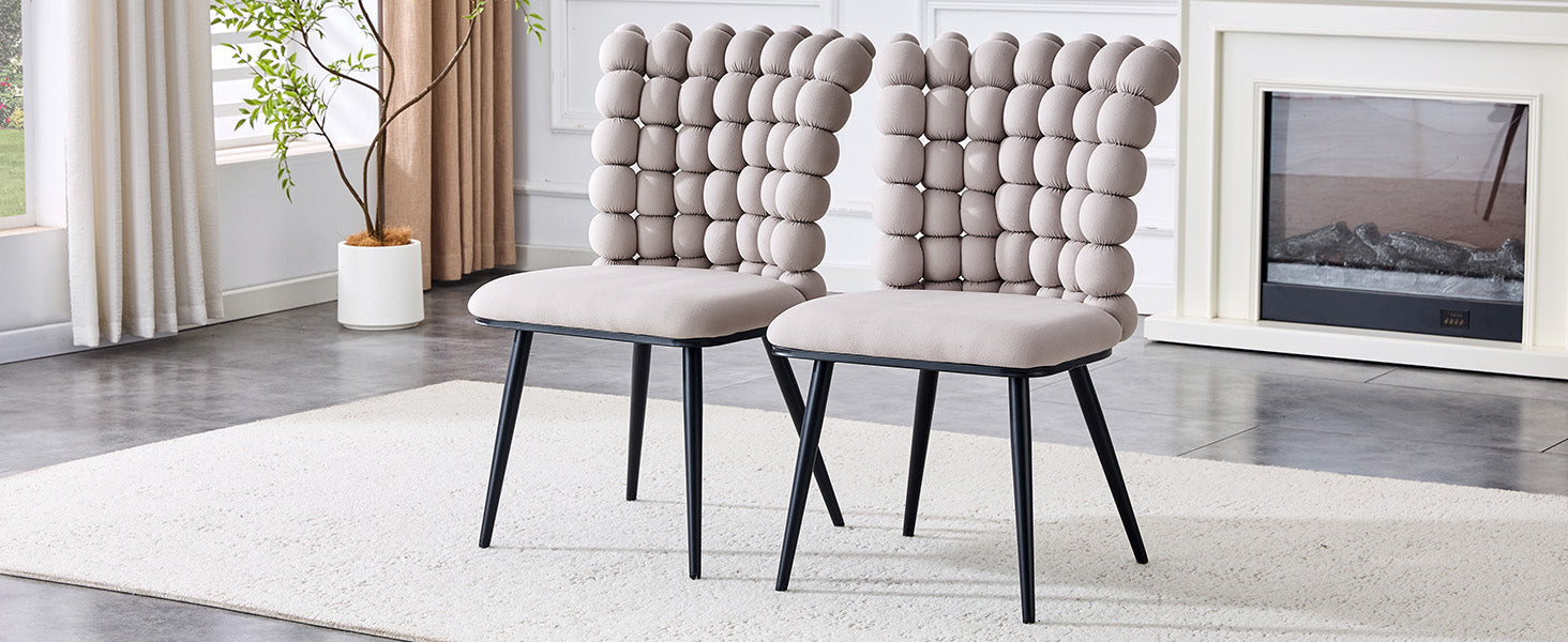 Logidon lichtgrijze fluwelen eetkamerstoelen met kogelketting rugleuning set van 2
