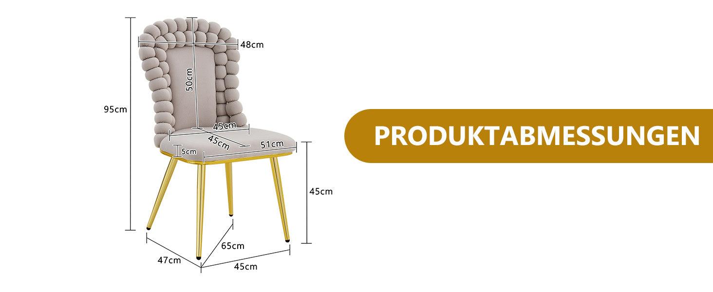Logidon Set van 2 lichtgrijze fluwelen eetkamerstoelen met rugleuning met kogelketting