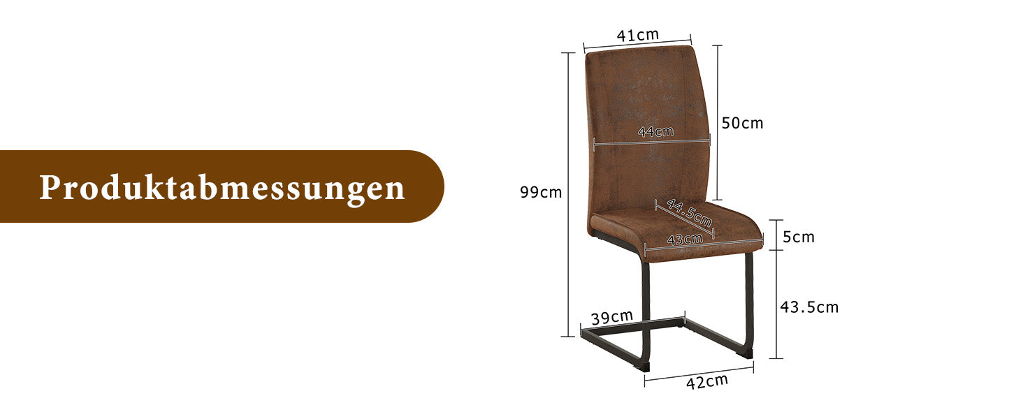 Logidon set van 2 bruine, ergonomische eetkamerstoelen met metalen frame