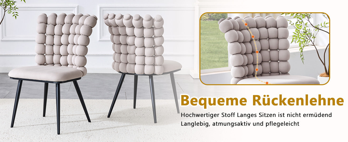 Logidon lichtgrijze fluwelen eetkamerstoelen met kogelketting rugleuning set van 2