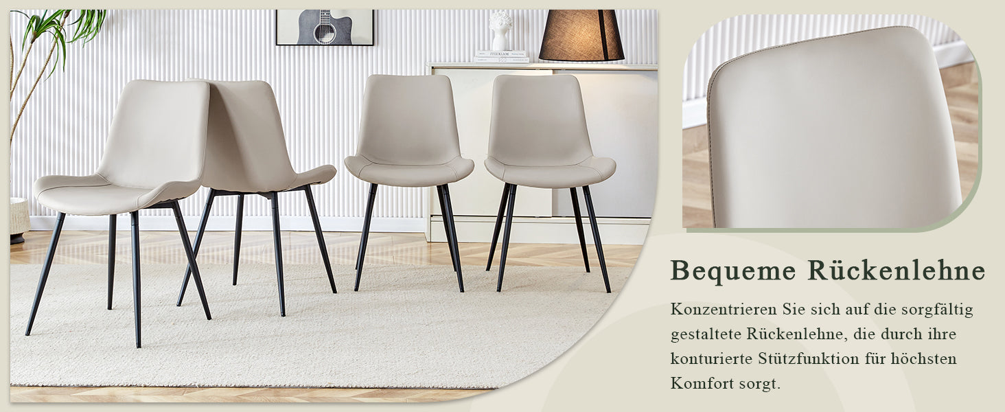 Logidon set van 4 eettafelstoelen kunstleer grijze brede zitting