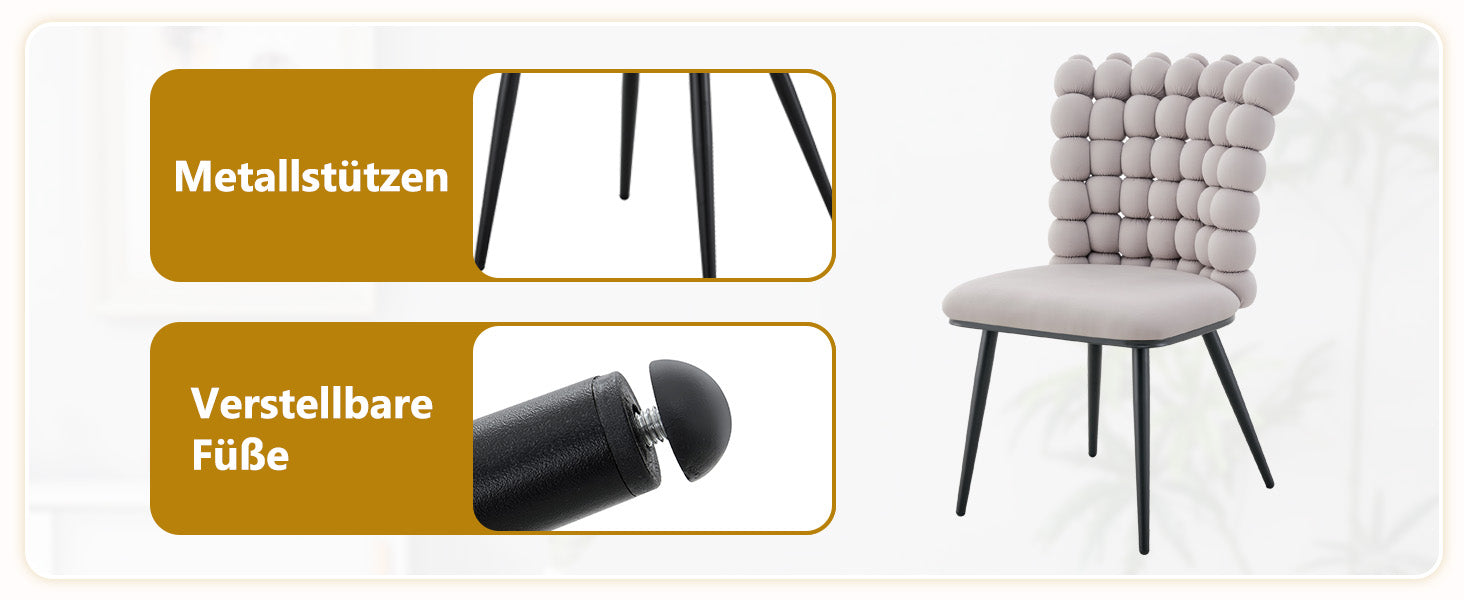 Logidon lichtgrijze fluwelen eetkamerstoelen met kogelketting rugleuning set van 2