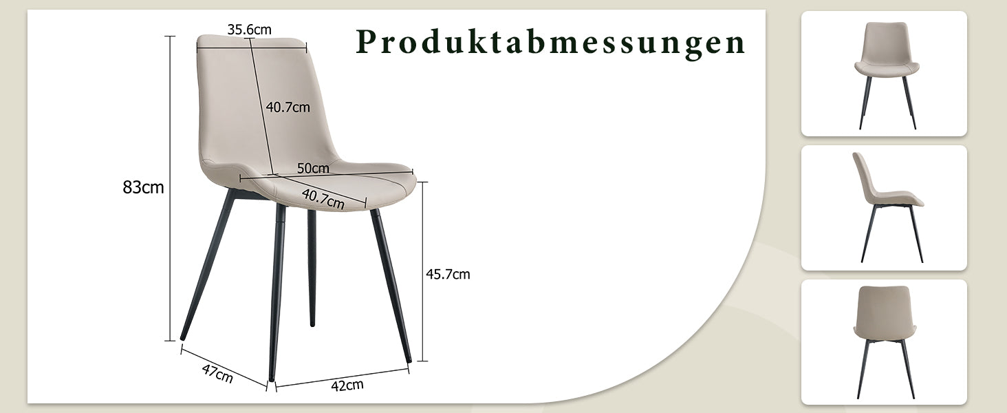 Logidon set van 4 eettafelstoelen kunstleer grijze brede zitting