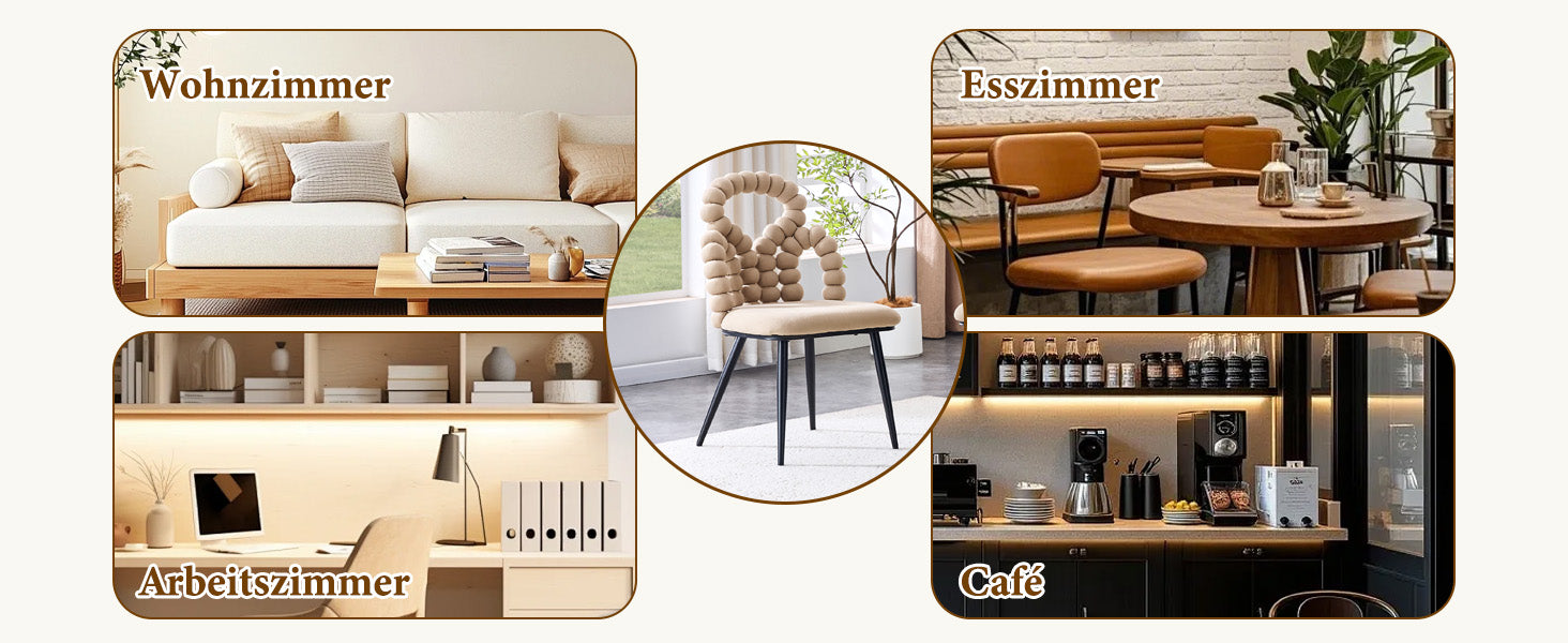 Logidon beige fluwelen eetkamerstoelen set met 2 kogelketting rugleuning