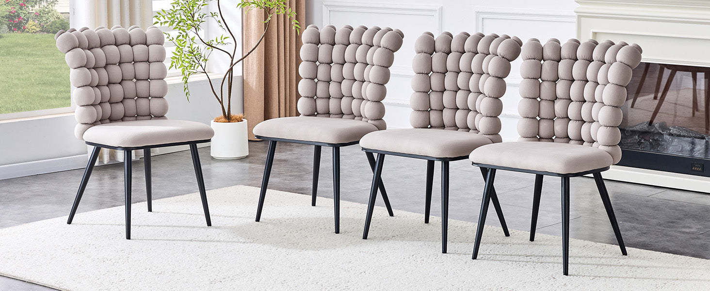 Logidon lichtgrijze fluwelen eetkamerstoelen met kogelketting rugleuning set van 2