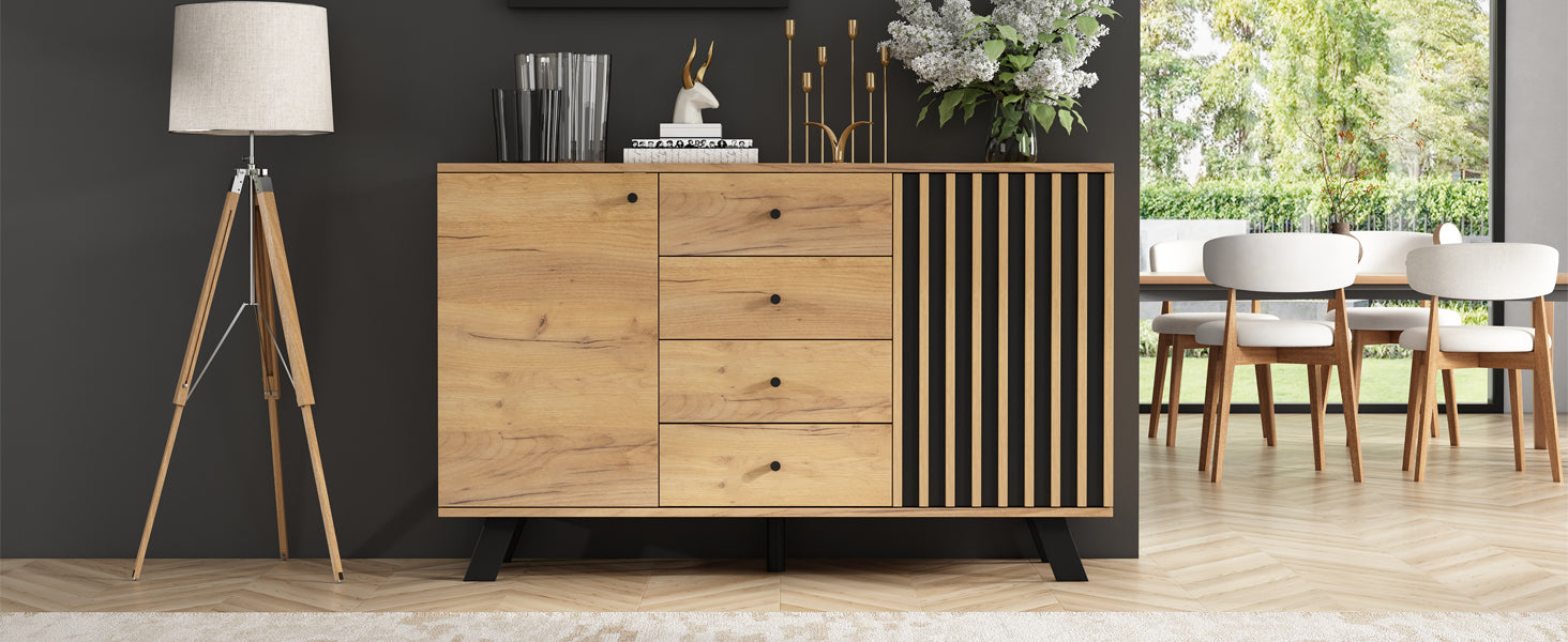 Logidon sideboard 120x38x75cm 4 drawers 2 doors hollow design