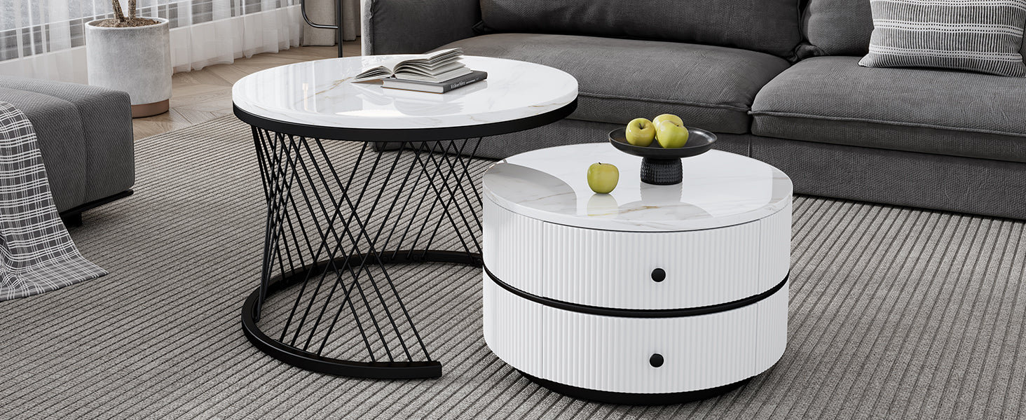 Logidon Elegant Nest salontafelset wit, 2-delig, 60x60/50x50