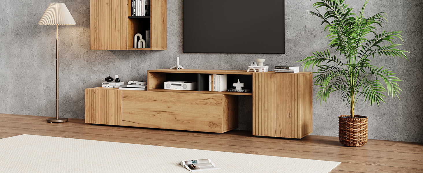 Logidon TV wall unit set display case two parts up to 265 cm oak black