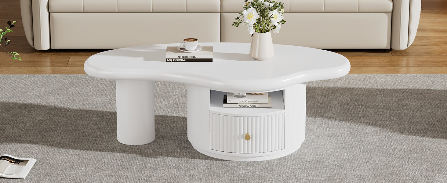 Logidon onregelmatige salontafel in wolkvorm 110x60cm wit