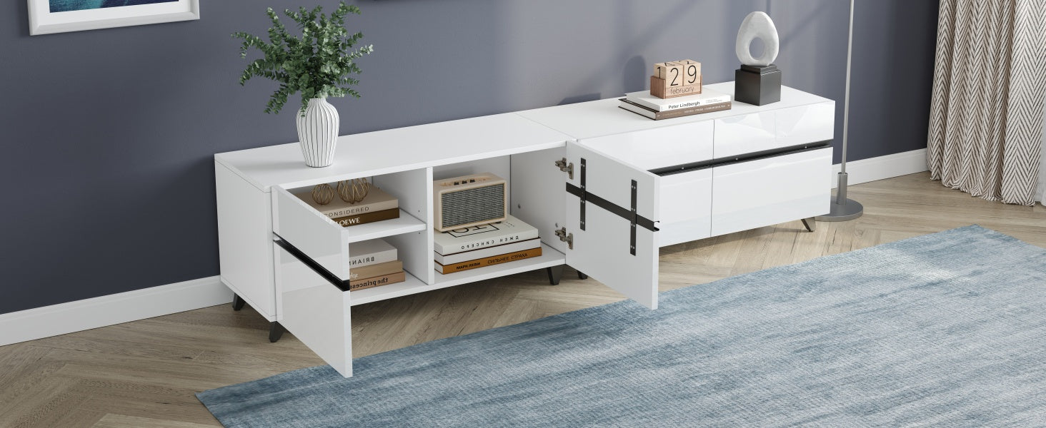 Logidon TV-meubel 180x40x49 cm wit hoogglans 4 kasten