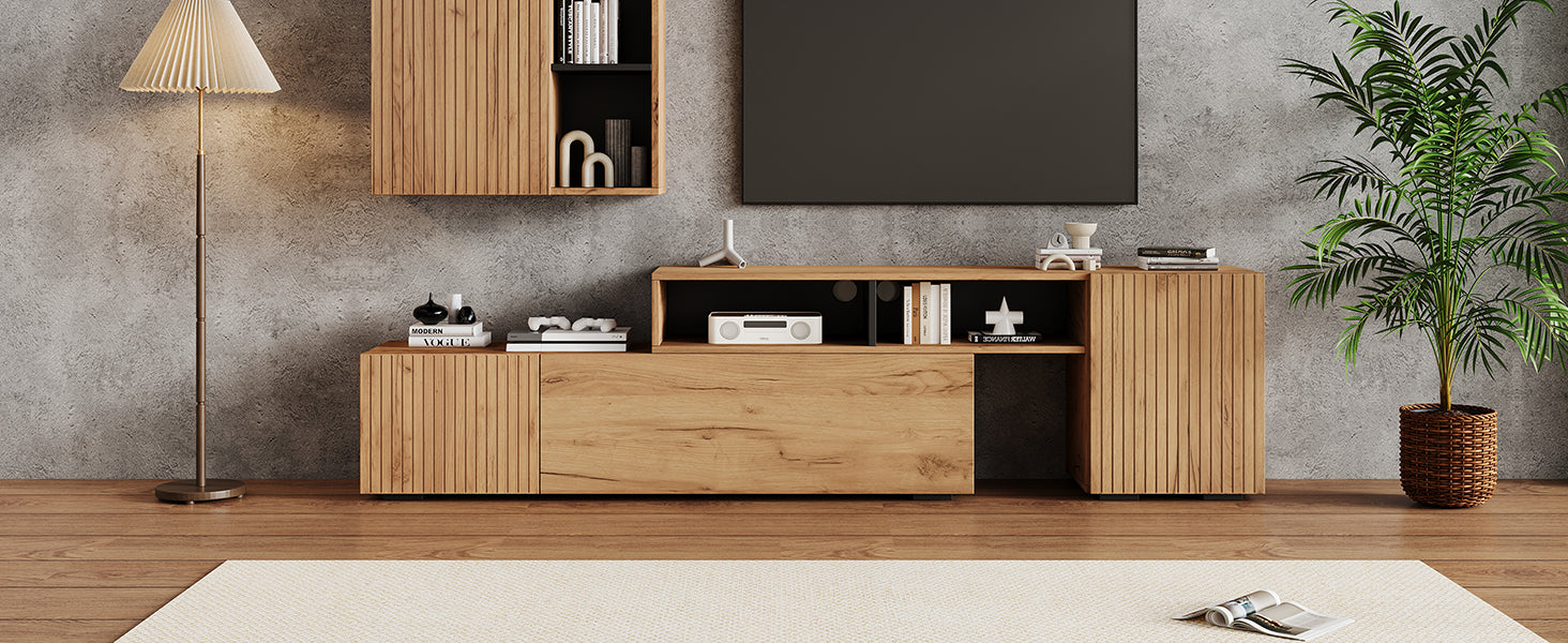 Logidon TV wall unit set display case two parts up to 265 cm oak black