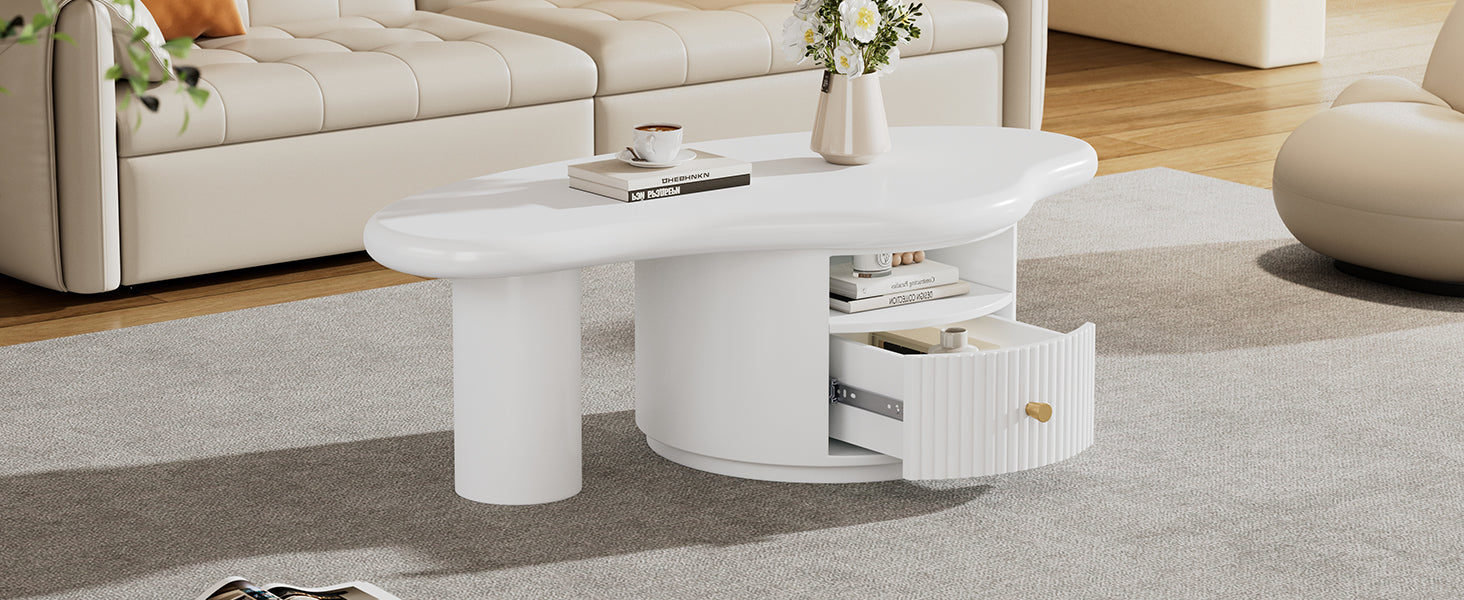 Logidon onregelmatige salontafel in wolkvorm 110x60cm wit