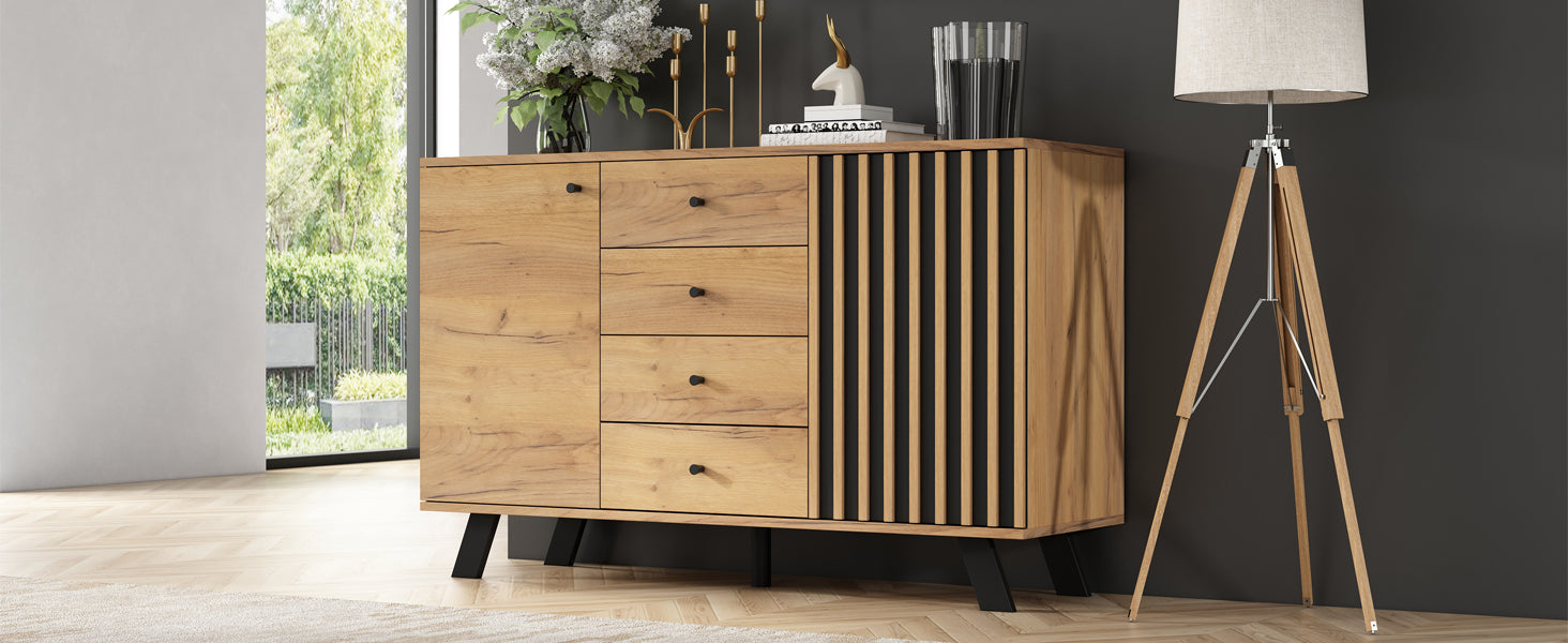 Logidon sideboard 120x38x75cm 4 drawers 2 doors hollow design