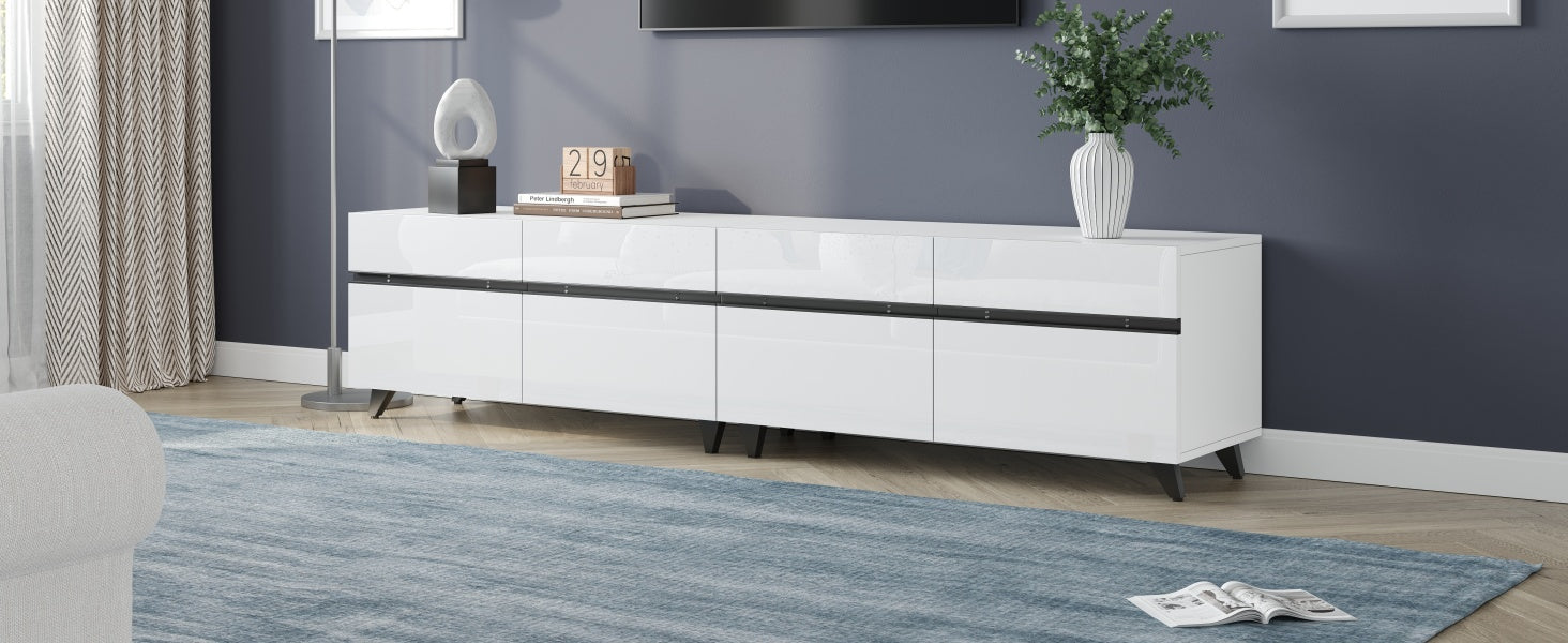 Logidon TV-meubel 180x40x49 cm wit hoogglans 4 kasten