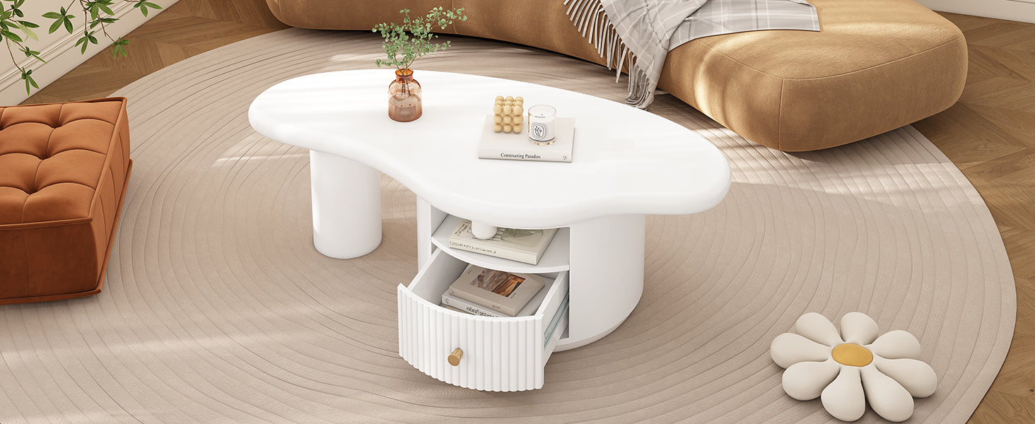 Logidon onregelmatige salontafel in wolkvorm 110x60cm wit