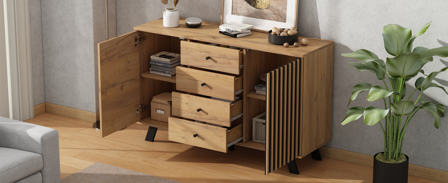 Logidon sideboard 120x38x75cm 4 drawers 2 doors hollow design