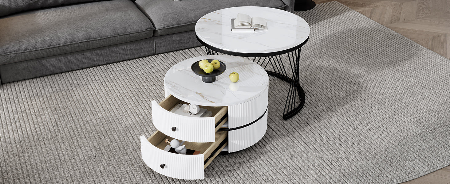 Logidon Elegant Nest salontafelset wit, 2-delig, 60x60/50x50