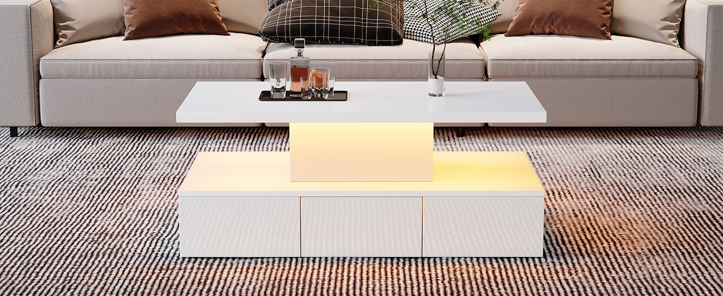Logidon Salontafel met twee niveaus, witte LED-verlichting