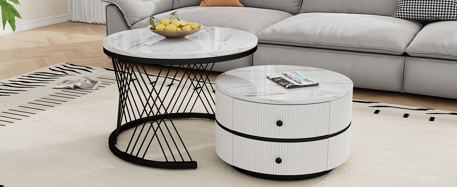 Logidon Elegant Nest salontafelset wit, 2-delig, 60x60/50x50