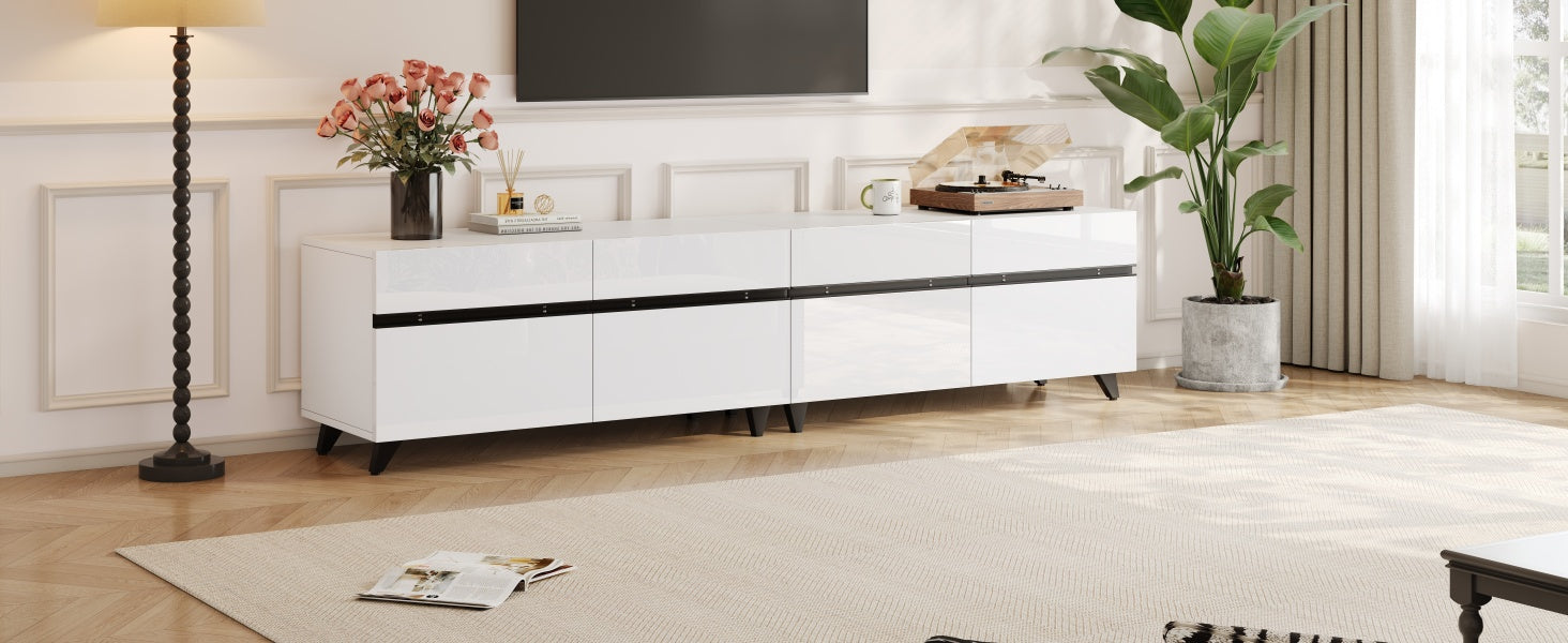 Logidon TV-meubel 180x40x49 cm wit hoogglans 4 kasten