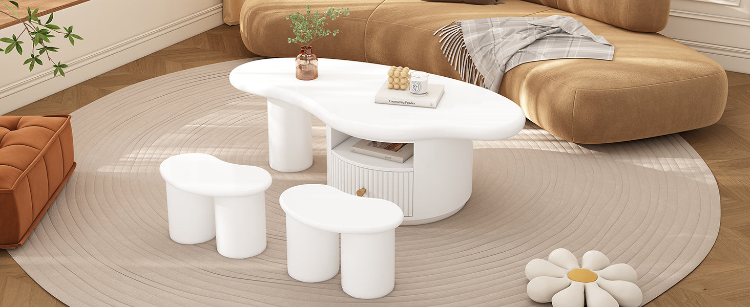 Logidon onregelmatige salontafel in wolkvorm 110x60cm wit