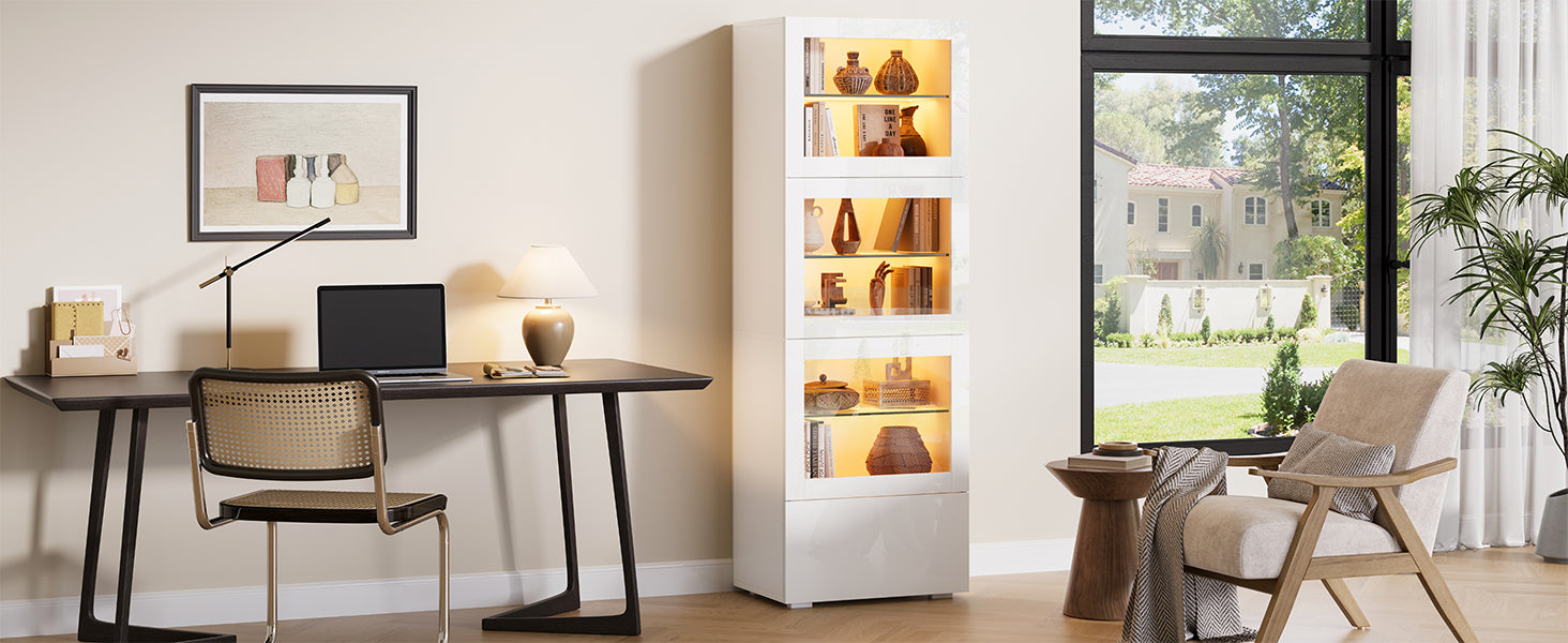 Logidon vitrine 60x40x173 cm wit hoogglans LED verlichting