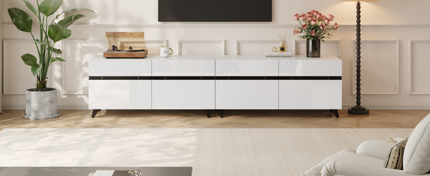 Logidon TV-meubel 180x40x49 cm wit hoogglans 4 kasten