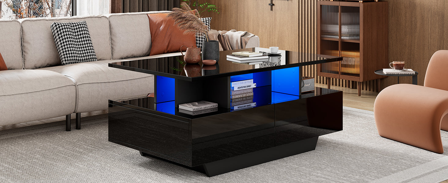 Logidon LED-verlichting salontafel met 2 lades 90x55x41 cm