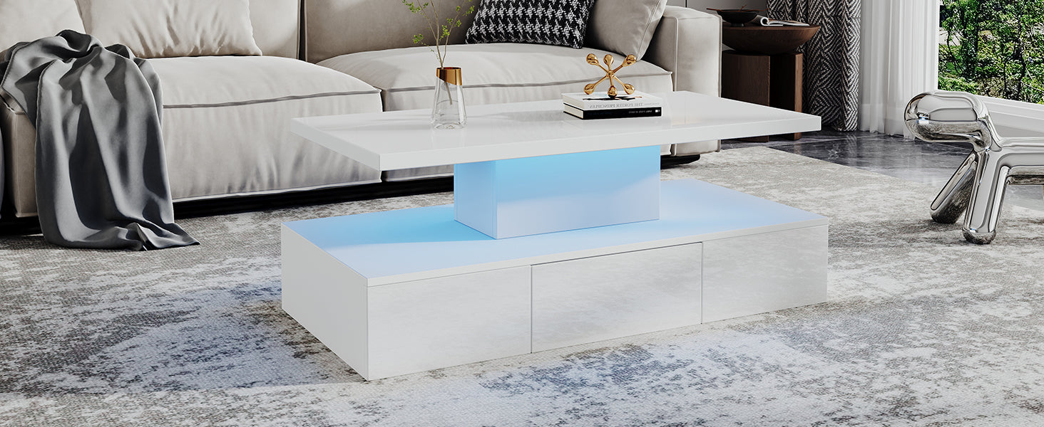 Logidon Salontafel met twee niveaus, witte LED-verlichting
