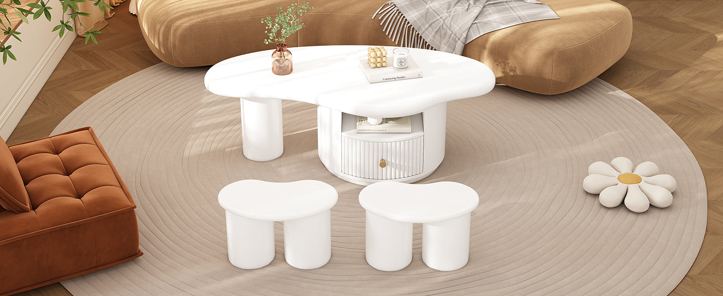 Logidon onregelmatige salontafel in wolkvorm 110x60cm wit