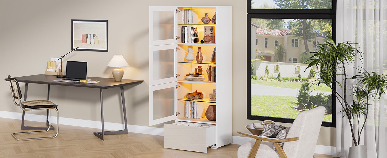 Logidon vitrine 60x40x173 cm wit hoogglans LED verlichting