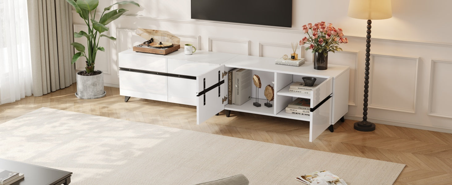 Logidon TV-meubel 180x40x49 cm wit hoogglans 4 kasten