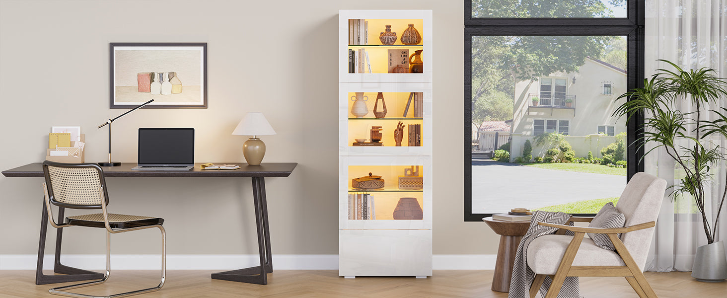 Logidon vitrine 60x40x173 cm wit hoogglans LED verlichting
