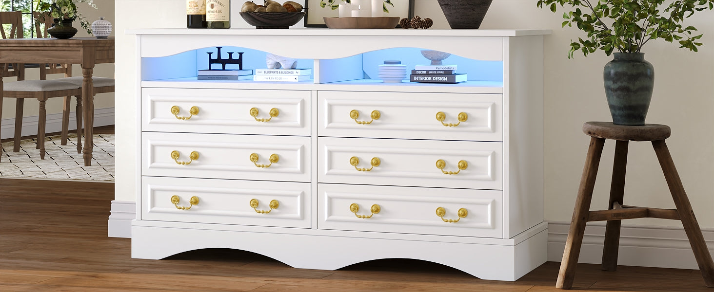 Logidon Dressoir 120x40x70 met LED-licht en halfopen opbergruimte Wit