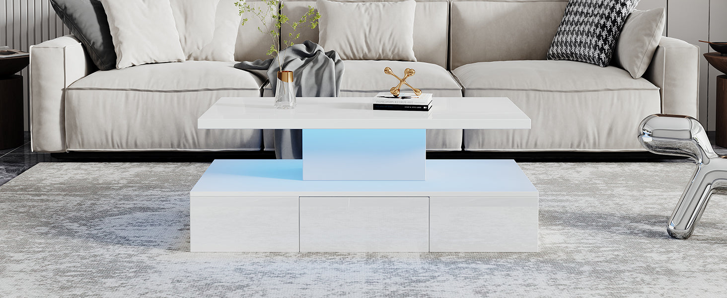 Logidon Salontafel met twee niveaus, witte LED-verlichting