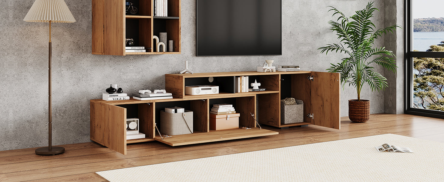 Logidon TV wall unit set display case two parts up to 265 cm oak black