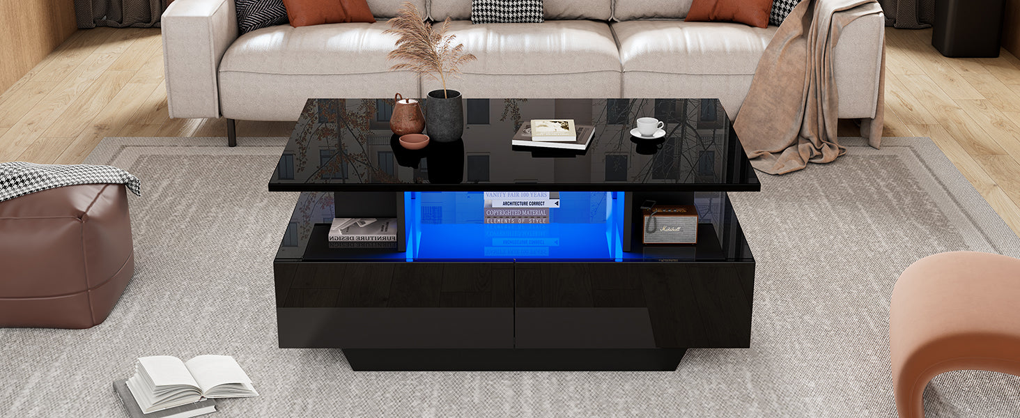 Logidon LED-verlichting salontafel met 2 lades 90x55x41 cm