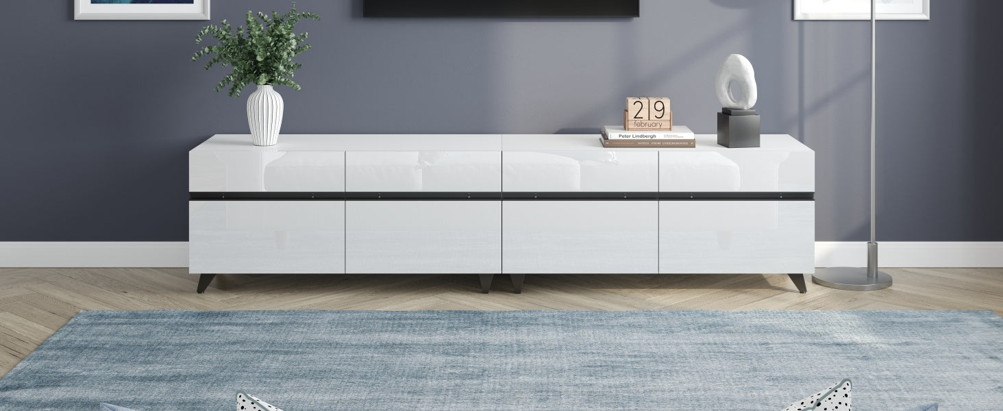 Logidon TV-meubel 180x40x49 cm wit hoogglans 4 kasten