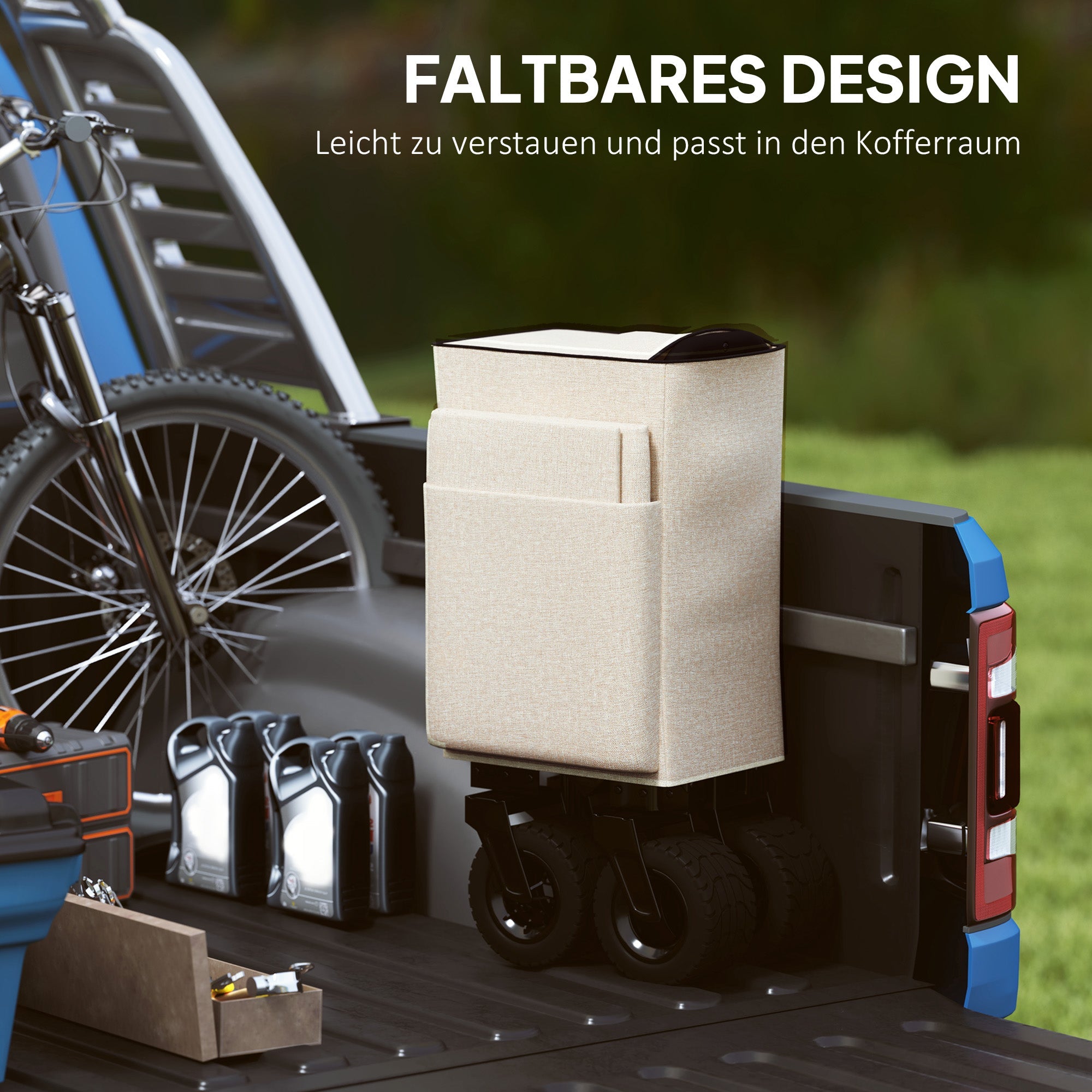 Logidon opvouwbare tuinwagen 100 kg beige met zeildoek - 138 L
