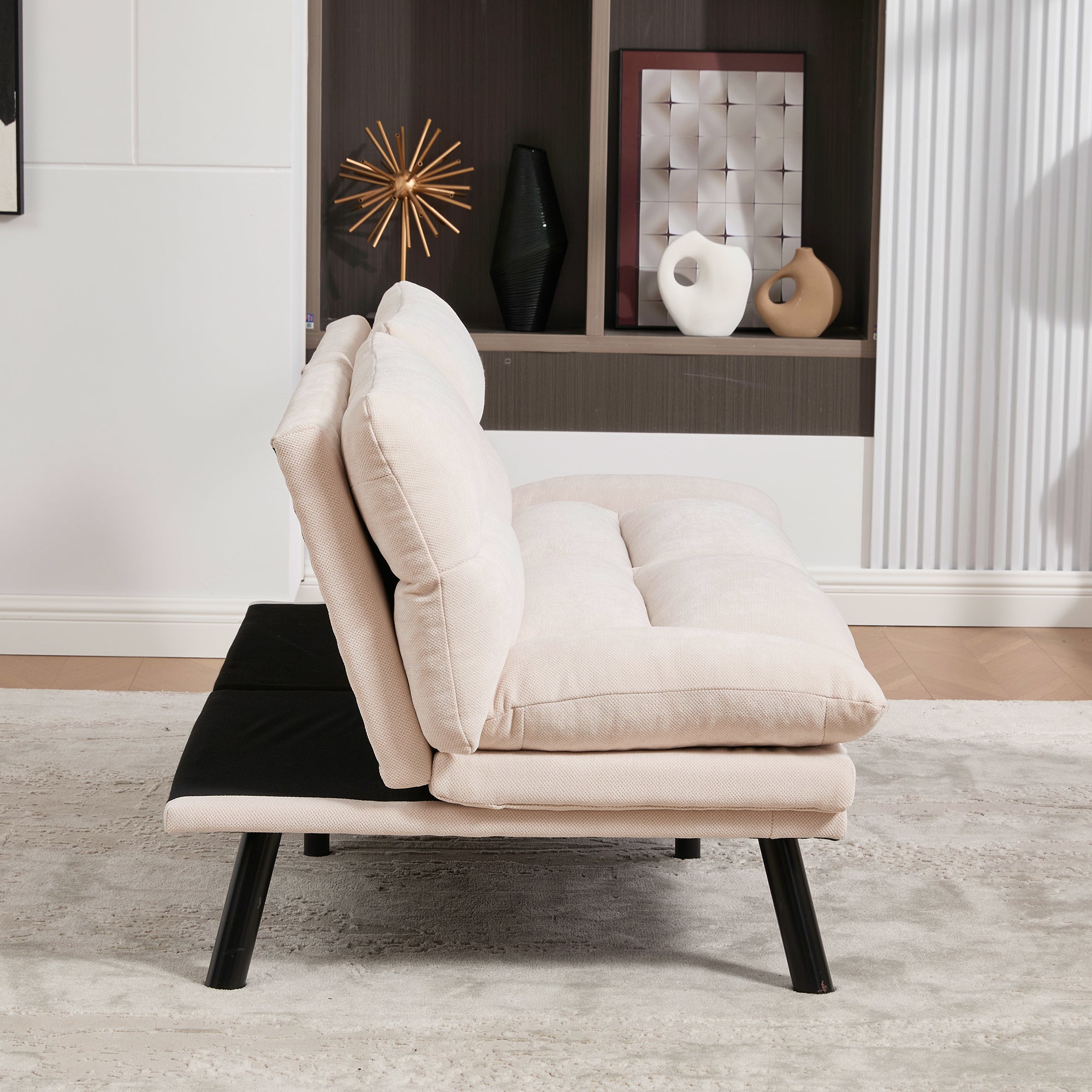Logidon Moderne Tweezits Chenille Bank Beige Fluweel 165 x 90 x 76 cm