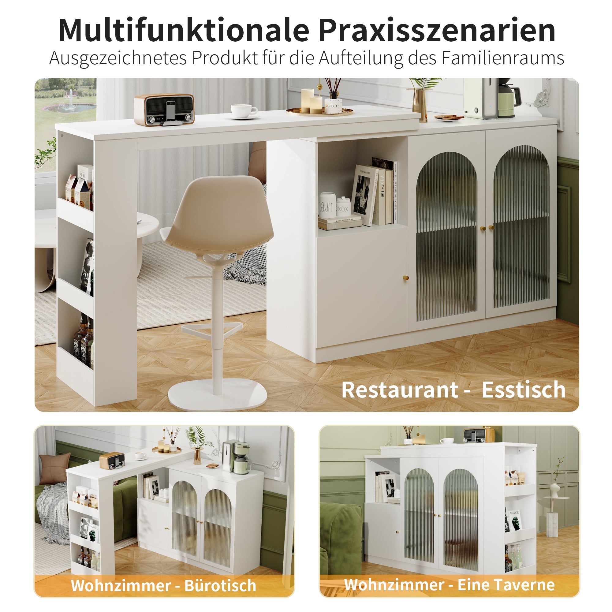 Logidon 360 graden draaibare bartafel 120x40x97 cm wit