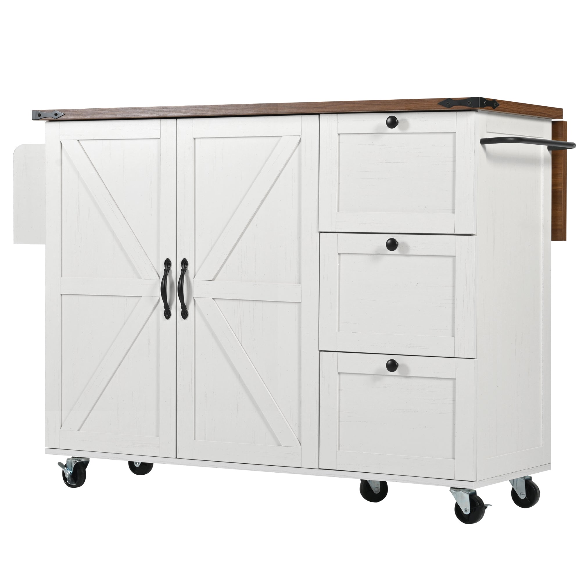 Logidon kitchen island with extendable worktop beige MDF 140 x 45 cm