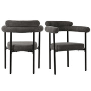 Logidon Set of 2 Dining Chairs Dark Gray Velvet Comfortable