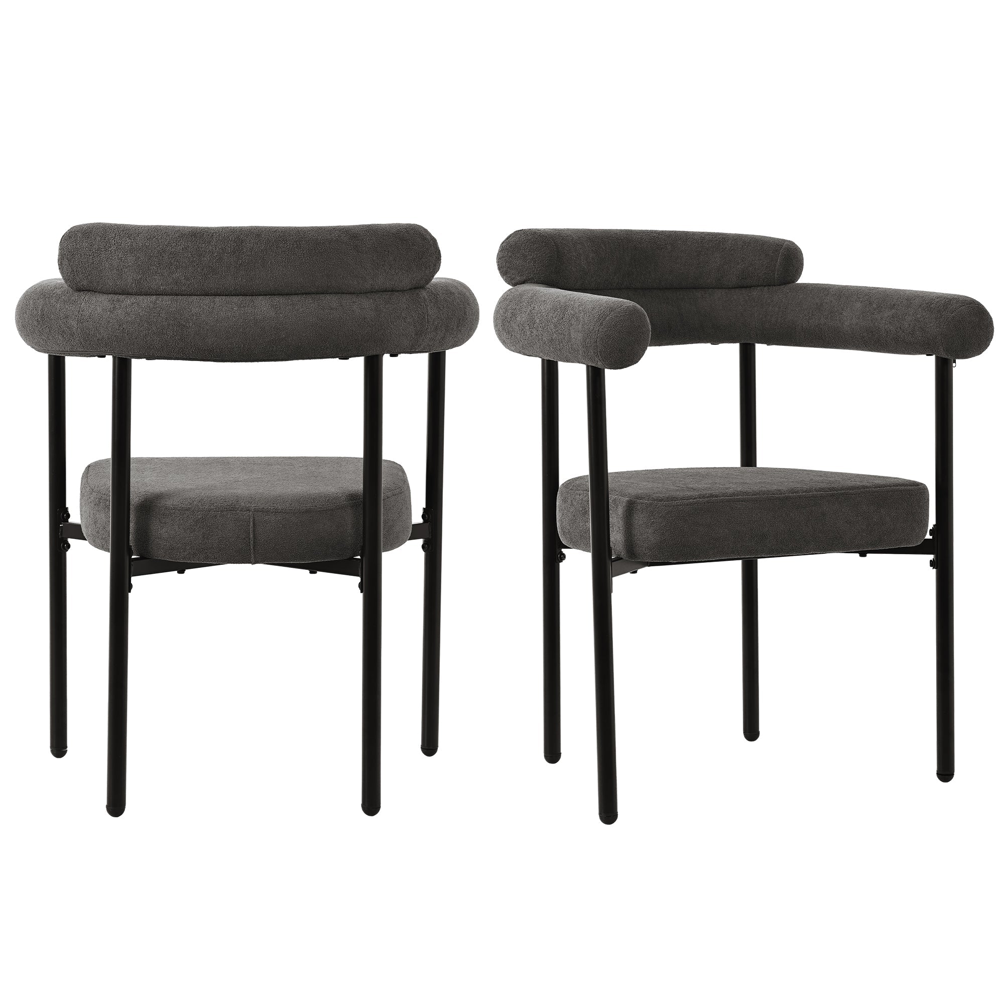Logidon Set van 2 eetkamerstoelen donkergrijs fluweel comfortabel