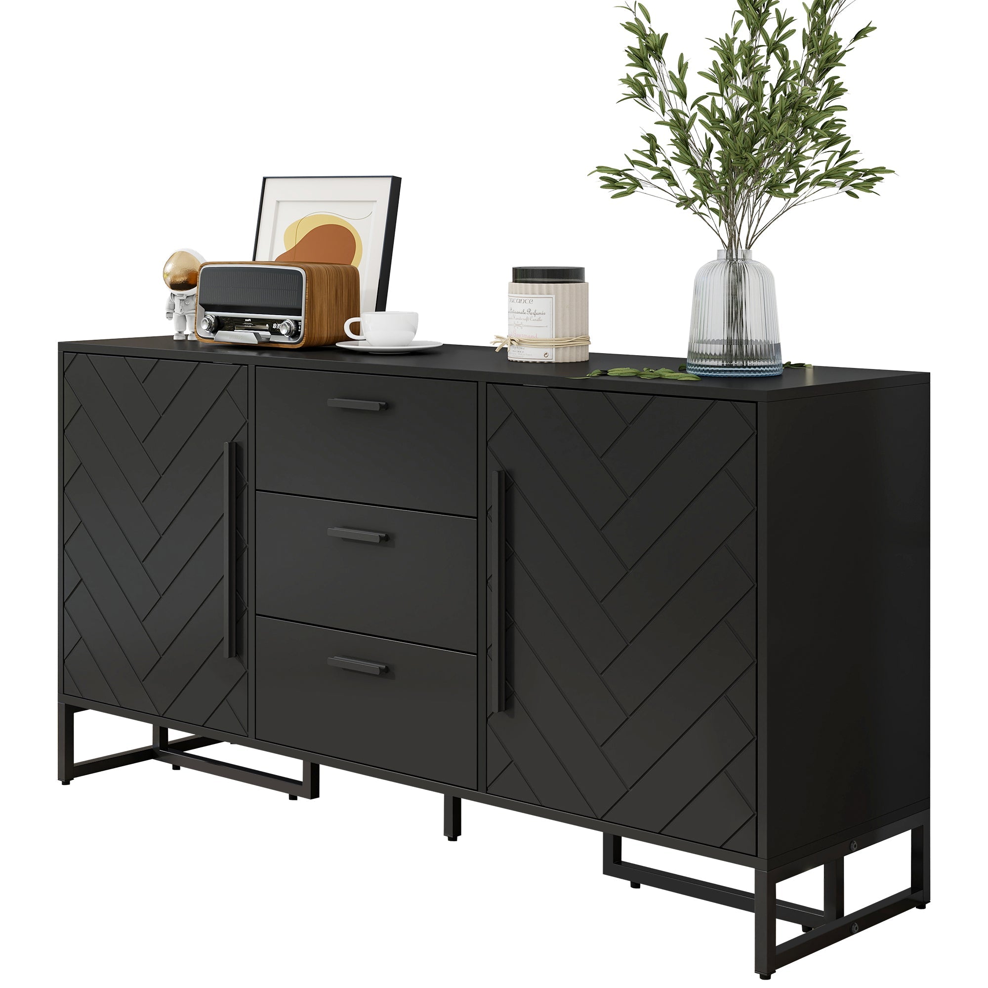 Logidon dressoir met visgraatmotief, 2 deuren en 3 lades