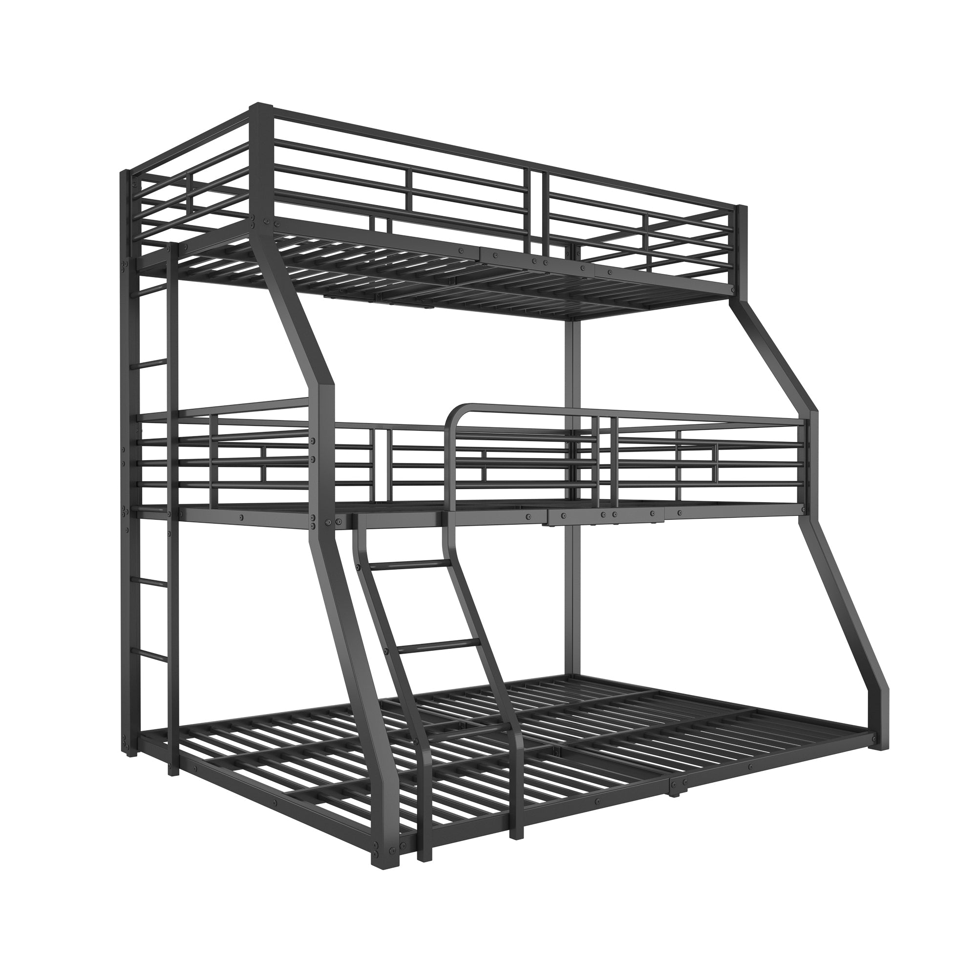 Logidon 3-persoonsstapelbed 90x200 cm metalen bedframe zwart