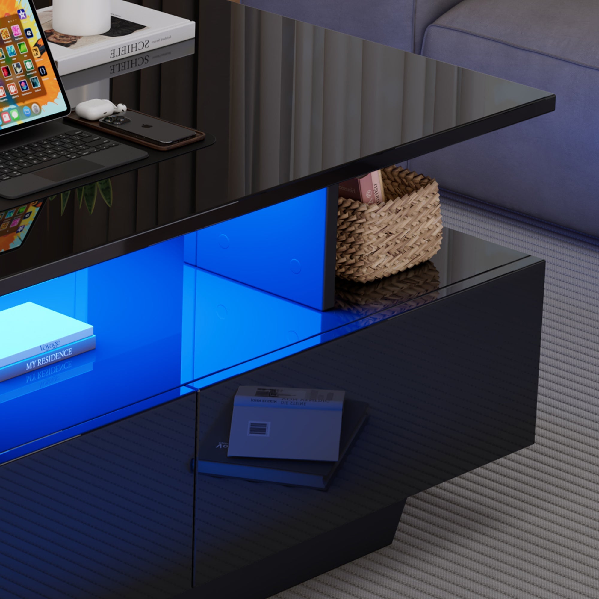 Logidon LED-verlichting salontafel met 2 lades 90x55x41 cm