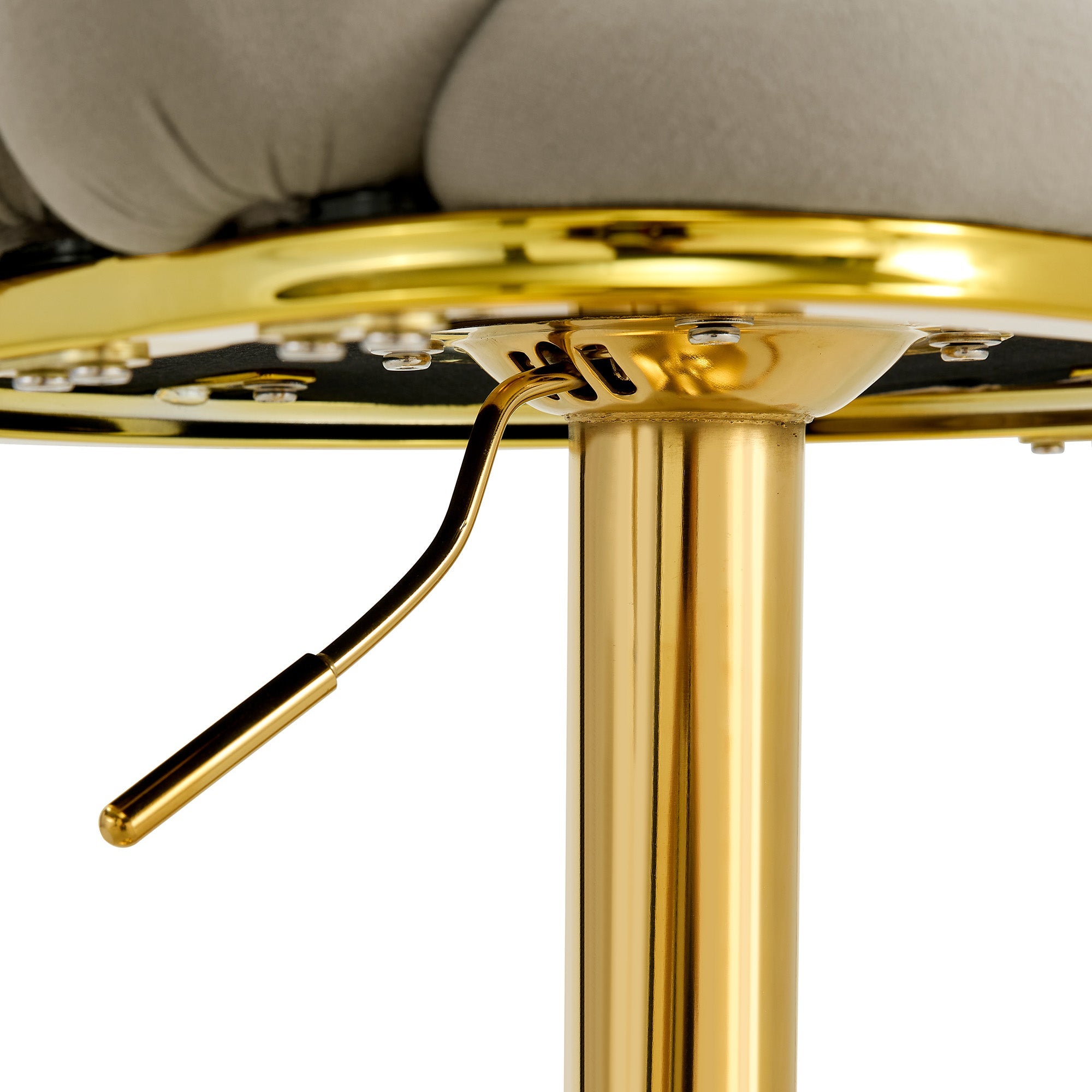 Logidon grijze fluwelen barkrukken set van 2 kogelketting rugleuning gouden frame