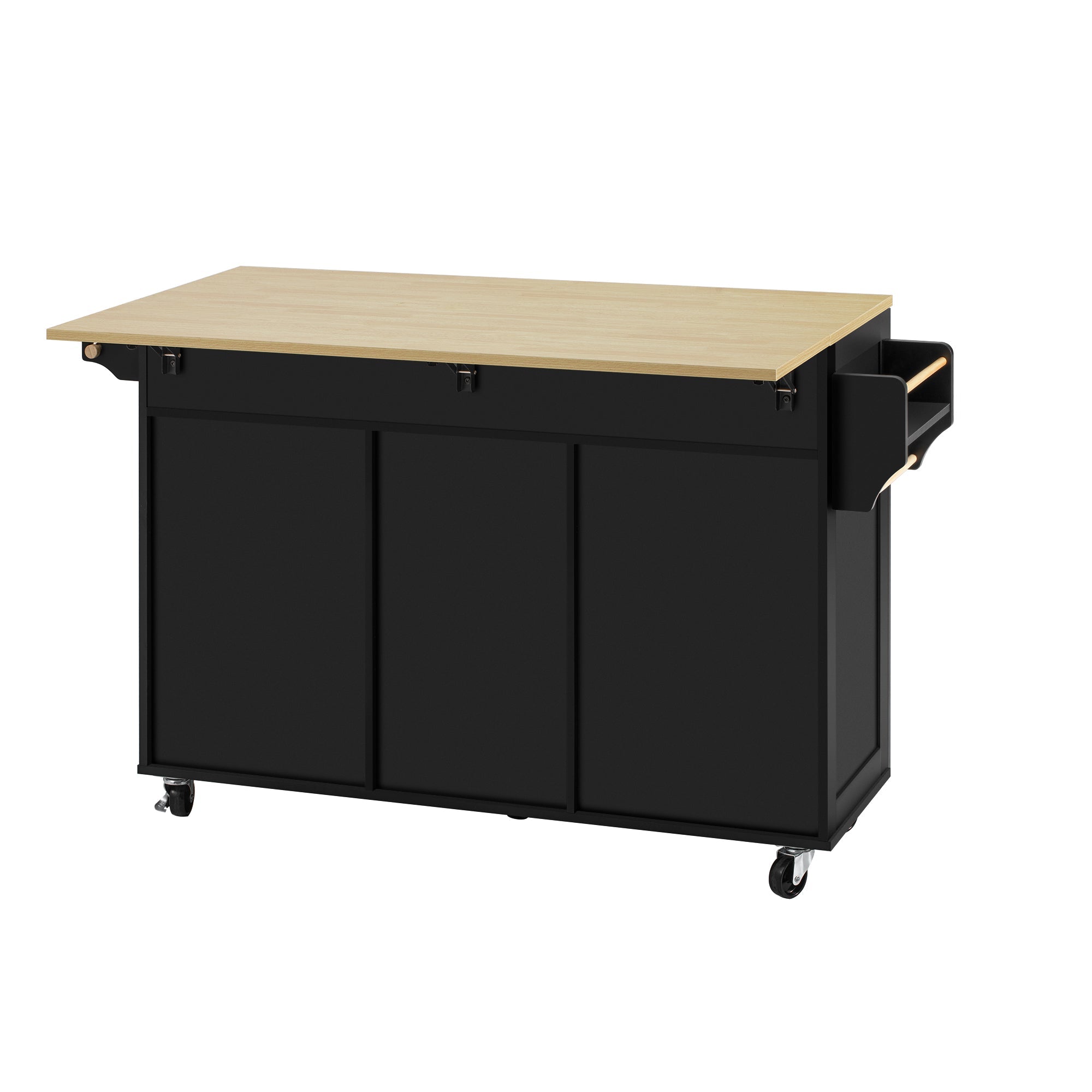 Logidon keukeneiland op wielen zwart 139x70x92 uitschuifbare eethoek